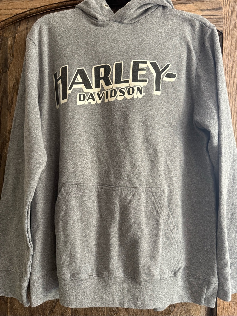 Harley-Davidson Gray Hooded Zip-Up Sweatshirt with White Logo